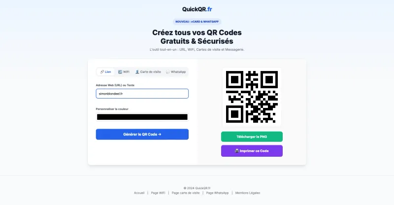 Interface de QuickQR